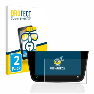 Front side of a product packaging with the brand logo BROTECT. Next to it is the device Opel Corsa F MY20 2020 Multimedia Navi
