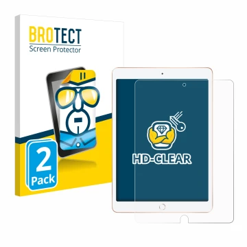Front side of a product packaging with the brand logo BROTECT. Next to it is the device Apple iPad 10.2