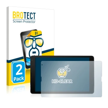Front side of a product packaging with the brand logo BROTECT. Next to it is the device MEDION Lifetab E10420 shown with the c