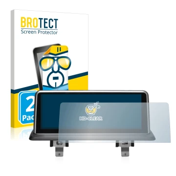 Front side of a product packaging with the brand logo BROTECT. Next to it is the device BMW 1 F20 2011-2016 VioVox 8211 10.25