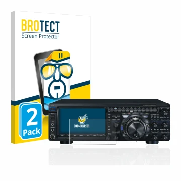 Front side of a product packaging with the brand logo BROTECT. Next to it is the device Yaesu FT-DX101D shown with the corresp