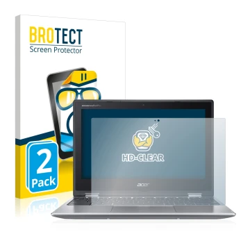 Front side of a product packaging with the brand logo BROTECT. Next to it is the device Acer Chromebook Spin 311 shown with th