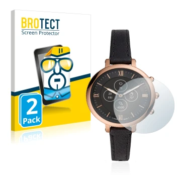 Front side of a product packaging with the brand logo BROTECT. Next to it is the device Fossil Monroe Hybrid HR shown with the