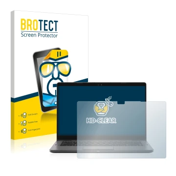 Front side of a product packaging with the brand logo BROTECT. Next to it is the device Dell Latitude 5310 2-in-1 shown with t