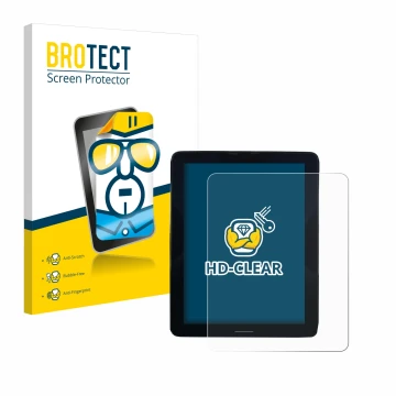 Front side of a product packaging with the brand logo BROTECT. Next to it is the device Volvo Polestar 2 2021 Infotainment Sys