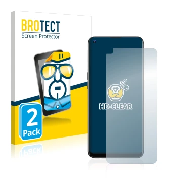 Front side of a product packaging with the brand logo BROTECT. Next to it is the device Oppo F19 Pro Plus 5G shown with the co