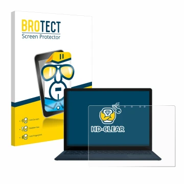 Front side of a product packaging with the brand logo BROTECT. Next to it is the device Microsoft Surface Laptop 4 13.5