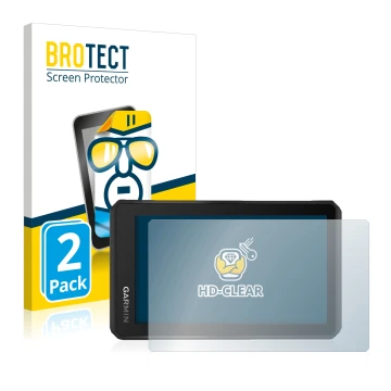 Front side of a product packaging with the brand logo BROTECT. Next to it is the device Garmin Tread 5.5