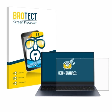 Front side of a product packaging with the brand logo BROTECT. Next to it is the device Samsung Galaxy Book Pro 360 15