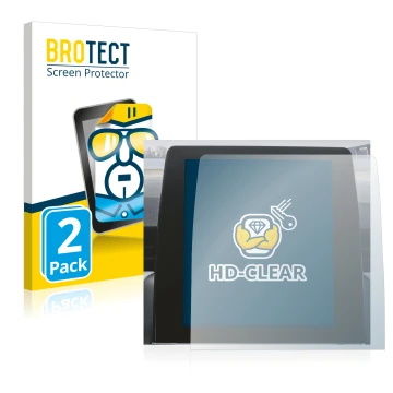 Front side of a product packaging with the brand logo BROTECT. Next to it is the device Renault Zoe 2020 Easy Link 9.3