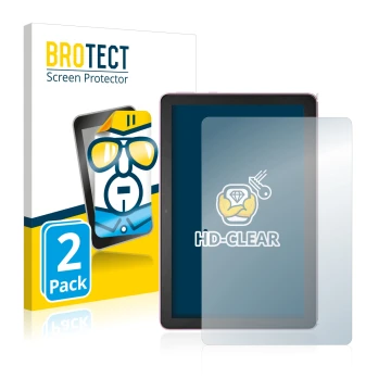 Front side of a product packaging with the brand logo BROTECT. Next to it is the device Amazon Fire HD 10 Plus 2021 (11th Gen.