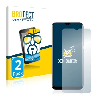 Front side of a product packaging with the brand logo BROTECT. Next to it is the device realme C11 2021 shown with the corresp