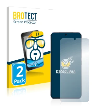 Front side of a product packaging with the brand logo BROTECT. Next to it is the device Vivo V21 5G shown with the correspondi