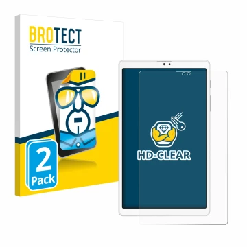 Front side of a product packaging with the brand logo BROTECT. Next to it is the device Samsung Galaxy Tab A7 Lite LTE 2021 (p