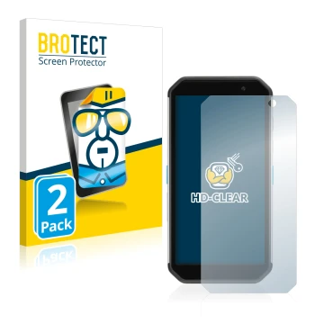 Front side of a product packaging with the brand logo BROTECT. Next to it is the device Almex AiM TC601 shown with the corresp