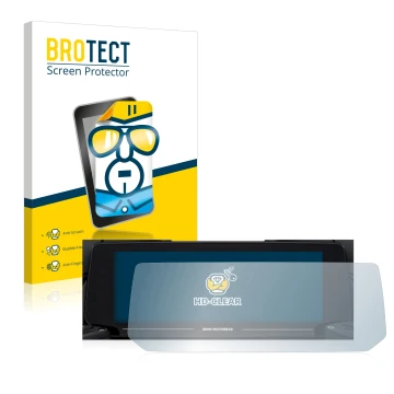 Front side of a product packaging with the brand logo BROTECT. Next to it is the device BMW R 1250 RT 2021 Connectivity TFT 10