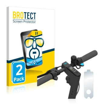 Front side of a product packaging with the brand logo BROTECT. Next to it is the device Segway Ninebot KickScooter MAX G30D sh