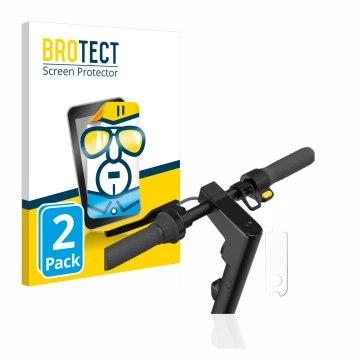 Front side of a product packaging with the brand logo BROTECT. Next to it is the device Segway Ninebot KickScooter MAX G30D II