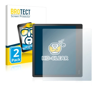 Front side of a product packaging with the brand logo BROTECT. Next to it is the device Kobo Elipsa shown with the correspondi