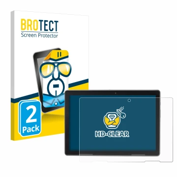 Front side of a product packaging with the brand logo BROTECT. Next to it is the device MEDION Lifetab P10912 shown with the c