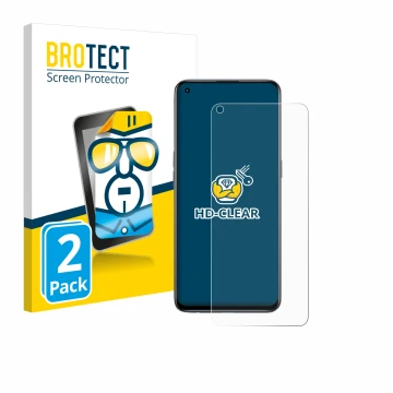 Front side of a product packaging with the brand logo BROTECT. Next to it is the device realme GT Master Edition shown with th