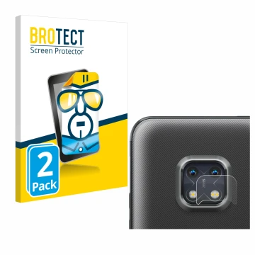 Front side of a product packaging with the brand logo BROTECT. Next to it is the device Nokia XR20 (ONLY Camera Lens) shown wi