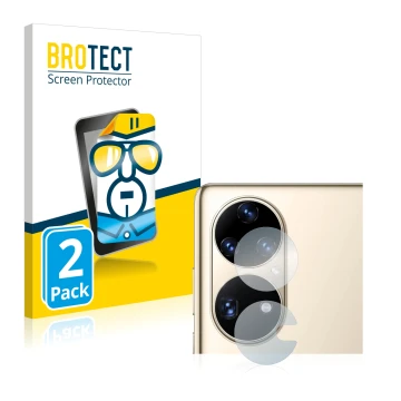 Front side of a product packaging with the brand logo BROTECT. Next to it is the device Huawei P50 Pro (ONLY Camera Lens) show