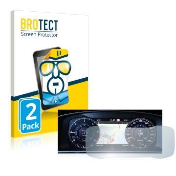 Front side of a product packaging with the brand logo BROTECT. Next to it is the device Volkswagen Golf 7 Facelift (2016-2019)