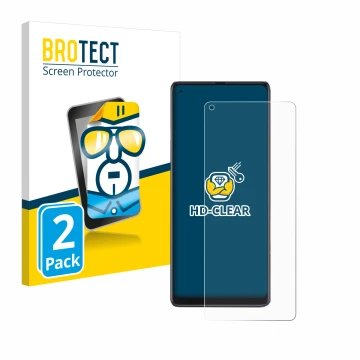 Front side of a product packaging with the brand logo BROTECT. Next to it is the device Cubot Max 3 shown with the correspondi