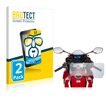 Front side of a product packaging with the brand logo BROTECT. Next to it is the device Honda CBR650R 2019-2021 shown with the