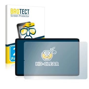 Front side of a product packaging with the brand logo BROTECT. Next to it is the device Xiaomi Mi Pad 5 (Landscape) shown with