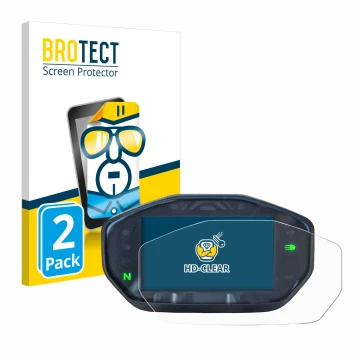 Front side of a product packaging with the brand logo BROTECT. Next to it is the device Ducati Monster / Monster + 2021 shown 