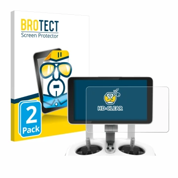 Front side of a product packaging with the brand logo BROTECT. Next to it is the device DJI Phantom 4 Pro+/Adv+ 5.5