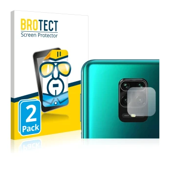 Front side of a product packaging with the brand logo BROTECT. Next to it is the device Xiaomi Redmi Note 10 Lite (ONLY Camera