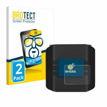 Front side of a product packaging with the brand logo BROTECT. Next to it is the device ISDT Smart Duo Charger K4 shown with t