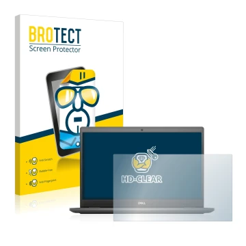 Front side of a product packaging with the brand logo BROTECT. Next to it is the device Dell Latitude 3510 shown with the corr