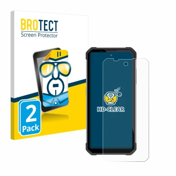 Front side of a product packaging with the brand logo BROTECT. Next to it is the device Oukitel WP17 shown with the correspond
