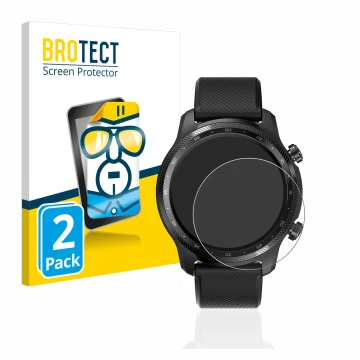 Front side of a product packaging with the brand logo BROTECT. Next to it is the device Mobvoi Ticwatch Pro 3 Ultra GPS shown 