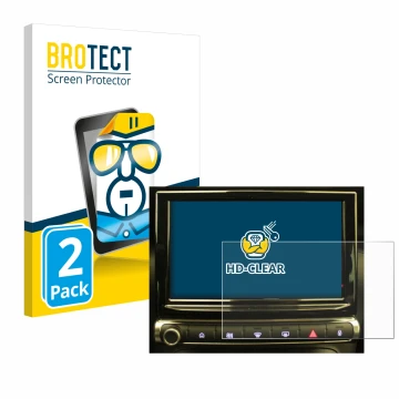 Front side of a product packaging with the brand logo BROTECT. Next to it is the device Citroen C3 Aircross Infotainment Syste