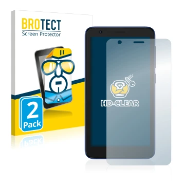 Front side of a product packaging with the brand logo BROTECT. Next to it is the device ZTE Blade L9 shown with the correspond