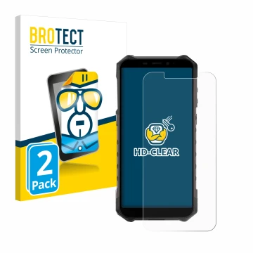 Front side of a product packaging with the brand logo BROTECT. Next to it is the device Ulefone Armor X9 Pro shown with the co