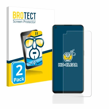 Front side of a product packaging with the brand logo BROTECT. Next to it is the device realme GT 2 Pro shown with the corresp