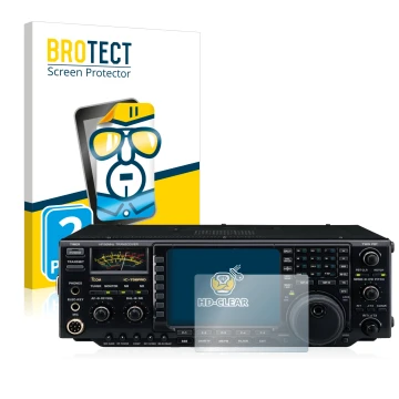 Front side of a product packaging with the brand logo BROTECT. Next to it is the device Icom IC-756 Pro III shown with the cor