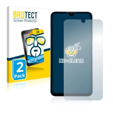 Front side of a product packaging with the brand logo BROTECT. Next to it is the device ZTE Blade A71 shown with the correspon