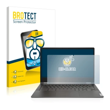 Front side of a product packaging with the brand logo BROTECT. Next to it is the device Lenovo IdeaPad Flex 5i 13.3