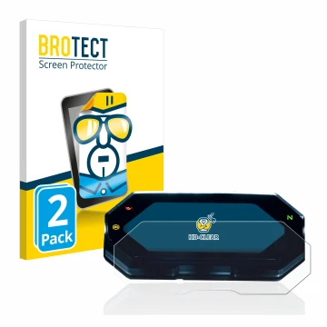 Front side of a product packaging with the brand logo BROTECT. Next to it is the device Yamaha MT-07 2021 shown with the corre