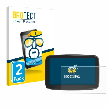 Front side of a product packaging with the brand logo BROTECT. Next to it is the device TomTom GO Classic 6