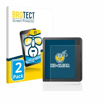 Front side of a product packaging with the brand logo BROTECT. Next to it is the device Tolino Vision 6 shown with the corresp