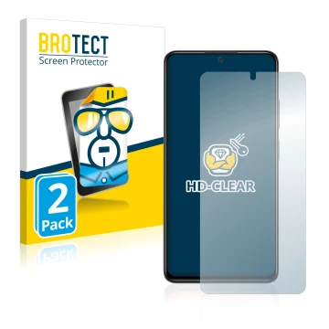 Front side of a product packaging with the brand logo BROTECT. Next to it is the device Xiaomi Redmi Note 11 Pro shown with th