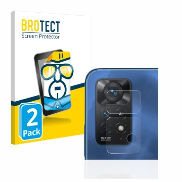 Front side of a product packaging with the brand logo BROTECT. Next to it is the device Xiaomi Redmi Note 11 Pro 5G (ONLY Came